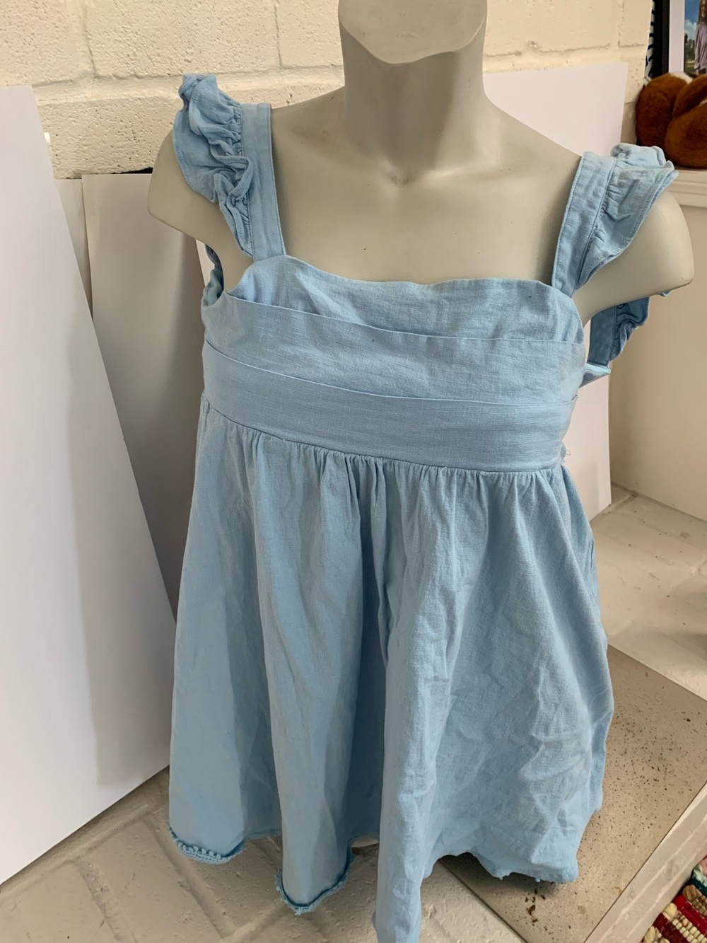 Light Blue womans babydoll Ruffle Strap Summer mini Dress